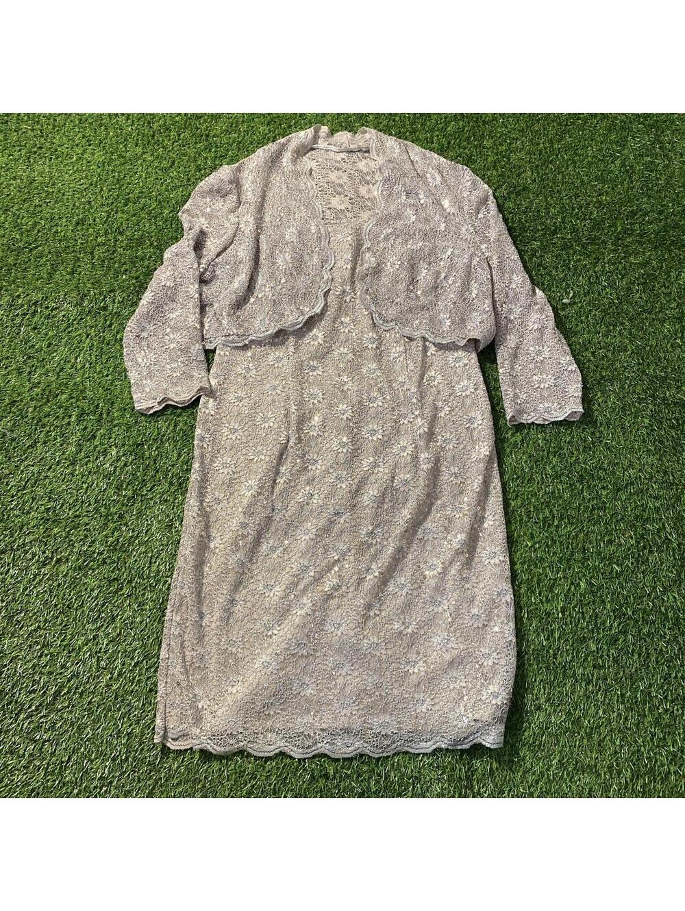 Vintage 90’s Alex Evenings Purple floral lace dress with matching bolero jacket
